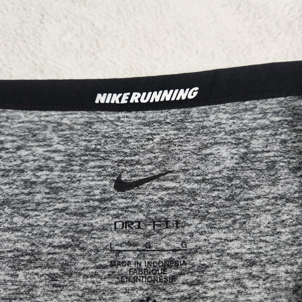 Nike Running Shirt Mens L Gray Dri-FIT Short Sleeve Heathered Performance Tee - Picture 3 of 9